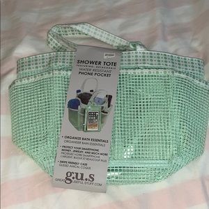 Mint green shower caddy